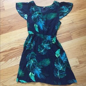 XS Old Navy Tropical Print Dress - Cinched Waist